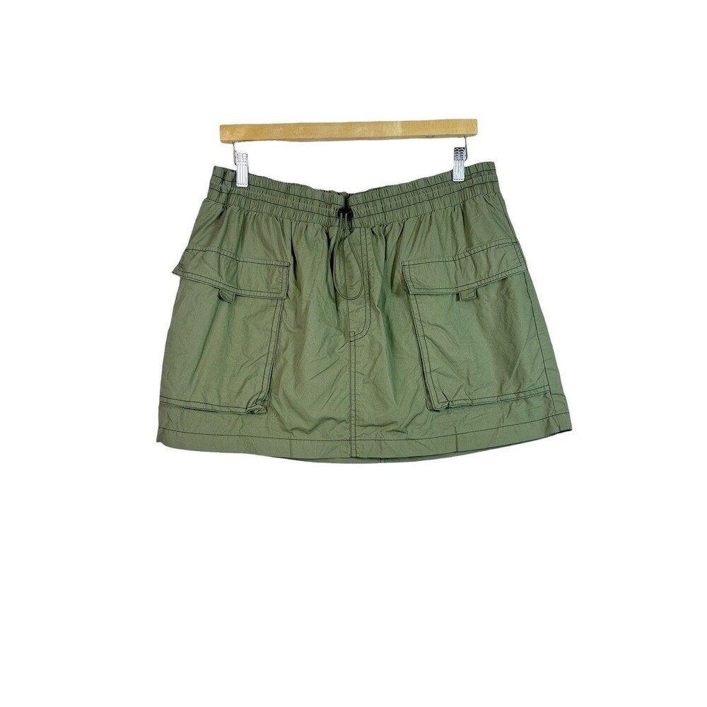 Wild Fable Green Parachute Cargo Bungee Cord Cotton Mini Skirt L Y2K Streetwear